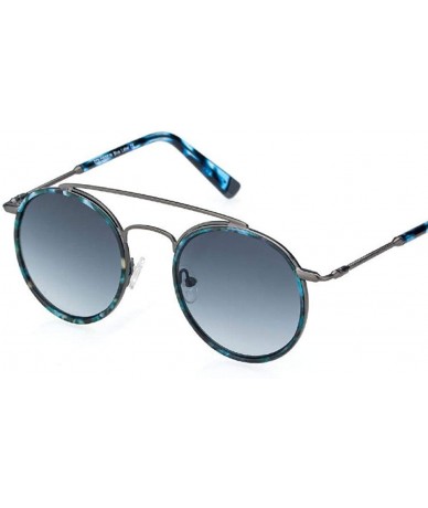 Aviator Sunglasses Women Men Retro Fashion Round Glasses UV400 Metal Acetate Green - Blue - CJ18YQU5IUA $27.14