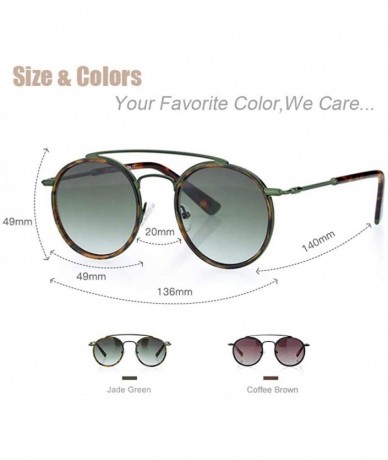 Aviator Sunglasses Women Men Retro Fashion Round Glasses UV400 Metal Acetate Green - Blue - CJ18YQU5IUA $27.14