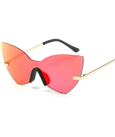 Oversized Rimless Sunglasses for Women Trendy Candy Color Oversized Glasses Metal Frame - Red - C418CRW2LEC $18.21