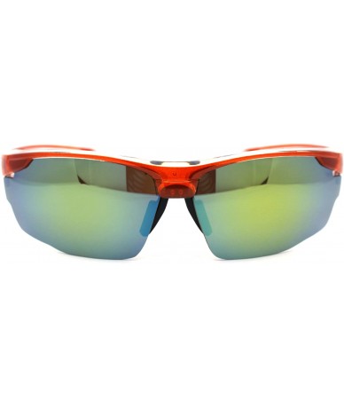 Sport Mens Aerodynamic Baseball Half Rim Sport Sunglasses - Orange Yellow Mirror - C4195ZA8KTE $23.68