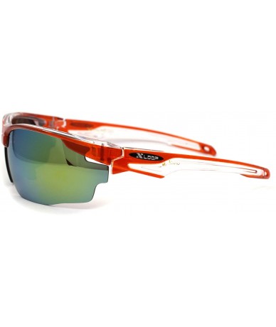 Sport Mens Aerodynamic Baseball Half Rim Sport Sunglasses - Orange Yellow Mirror - C4195ZA8KTE $23.68