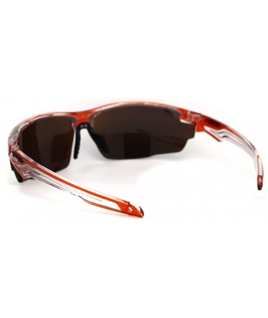 Sport Mens Aerodynamic Baseball Half Rim Sport Sunglasses - Orange Yellow Mirror - C4195ZA8KTE $23.68