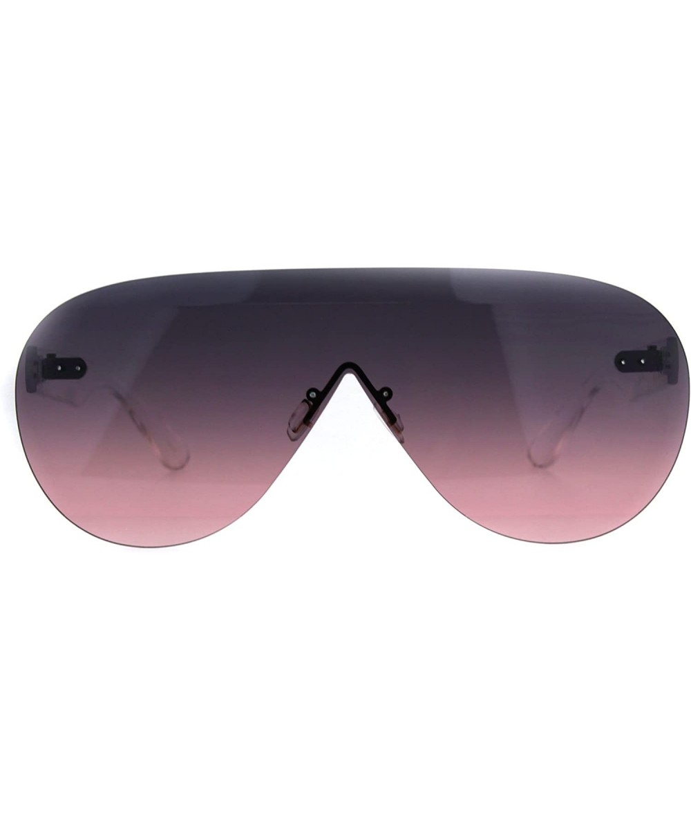 Rimless Mens Futuristic Rimless Panel Shield Racer Pilots Sunglasses - Pink Smoke - C518C7K2N7E $22.98