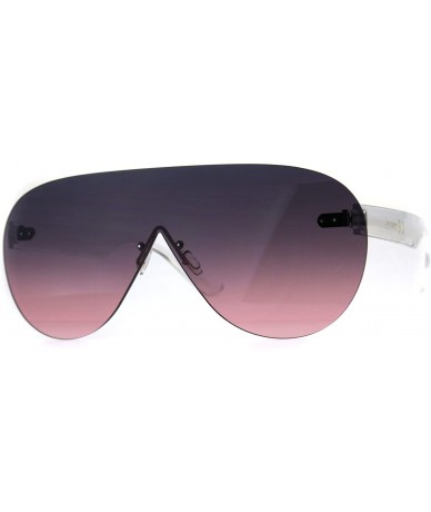 Rimless Mens Futuristic Rimless Panel Shield Racer Pilots Sunglasses - Pink Smoke - C518C7K2N7E $22.98