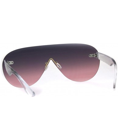 Rimless Mens Futuristic Rimless Panel Shield Racer Pilots Sunglasses - Pink Smoke - C518C7K2N7E $22.98