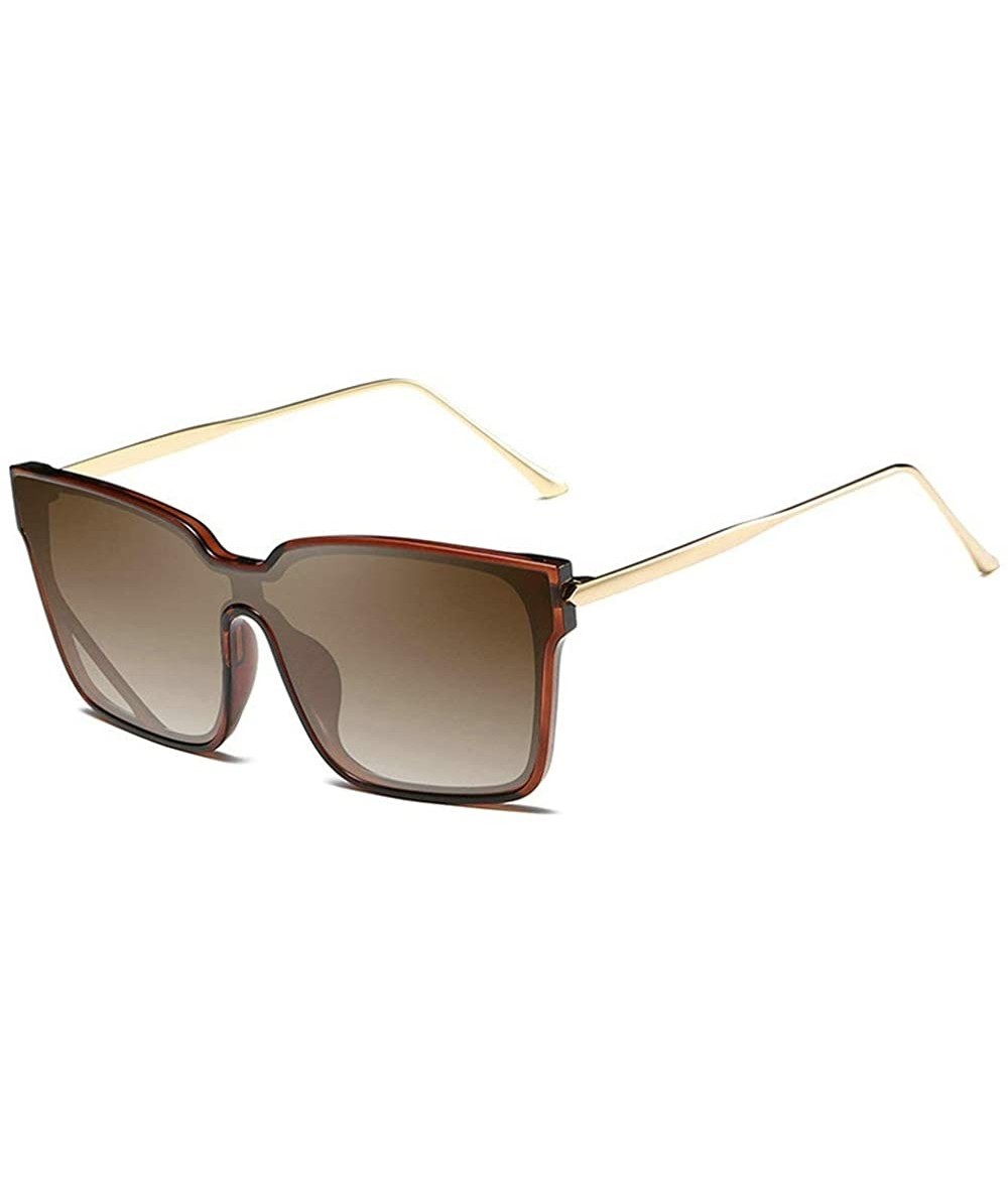 Rectangular 2019 Fashion New One-piece Glasses Square Personality Sunglasses Men Women UV protection - Brown - CJ18ZZTMWQM $2...