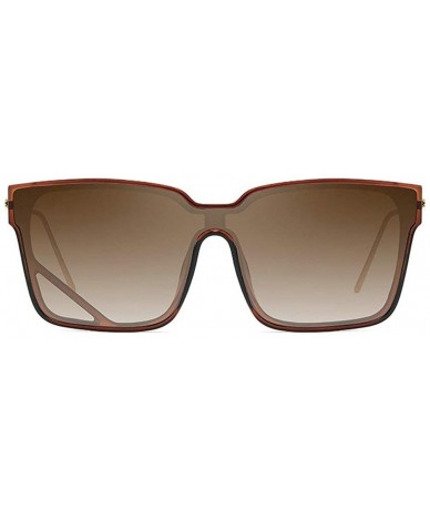 Rectangular 2019 Fashion New One-piece Glasses Square Personality Sunglasses Men Women UV protection - Brown - CJ18ZZTMWQM $2...