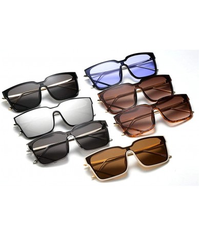 Rectangular 2019 Fashion New One-piece Glasses Square Personality Sunglasses Men Women UV protection - Brown - CJ18ZZTMWQM $2...