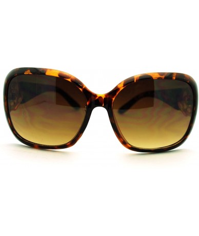 Square Rose Rhinestone Design Womens Oversized Square Sunglasses - Tortoise - C8186LYAG45 $18.77