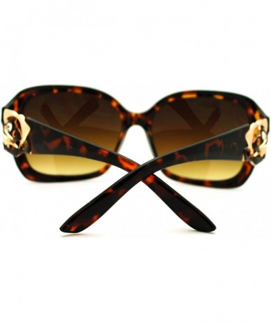 Square Rose Rhinestone Design Womens Oversized Square Sunglasses - Tortoise - C8186LYAG45 $18.77