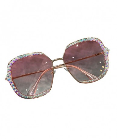 Square Fashion Sunglasses Rhinestone Oversize Glasses - CE18YETM2NQ $21.64