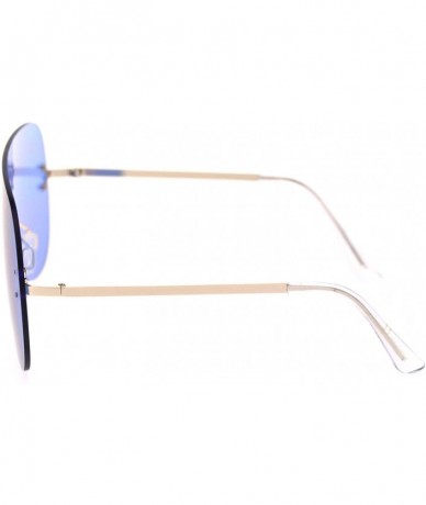 Rimless Panel Shield Rimless Light Oversize Retro Racer Sunglasses - Gold Blue - CU18S4020HH $24.62