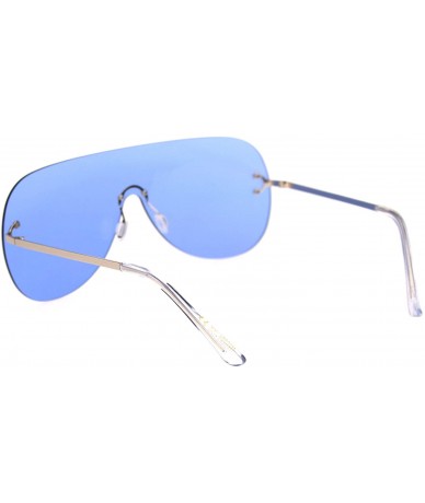 Rimless Panel Shield Rimless Light Oversize Retro Racer Sunglasses - Gold Blue - CU18S4020HH $24.62