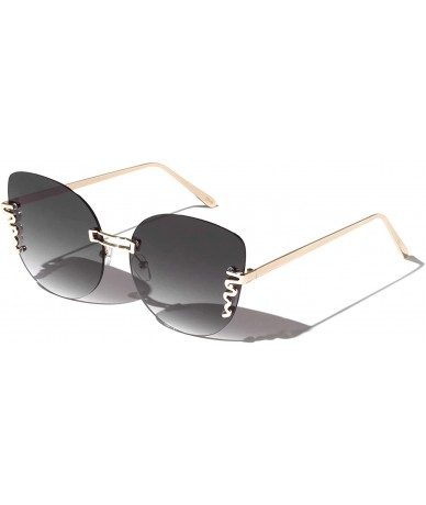 Rimless Rimless Snake Cat Eye Sunglasses - Smoke Gold - CB19744DMX3 $26.43