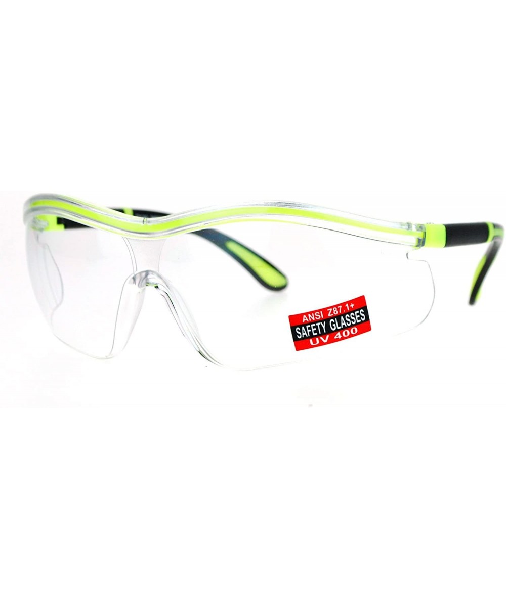 Shield Clear Lens Protective Safety Glasses UV 400 ANSI Z87.1+ Adjustable Temple - Yellow - CG189OK54E4 $18.59