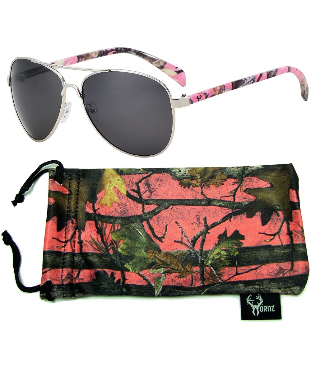 Aviator Pink Camouflage Polarized Sunglasses for Women Western Design - Pink Camo - CY123C2K69T $25.54