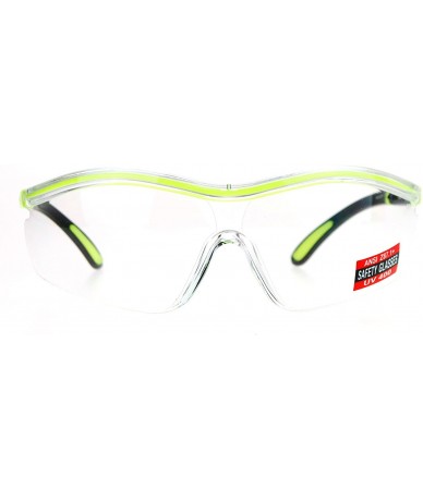 Shield Clear Lens Protective Safety Glasses UV 400 ANSI Z87.1+ Adjustable Temple - Yellow - CG189OK54E4 $18.59