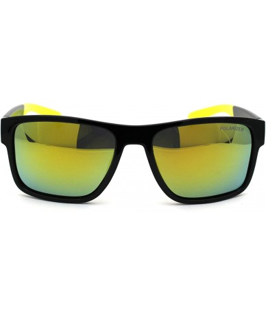 Sport Mens Color Mirror Kush Sport Rectangular Horn Rim Sunglasses - Black Yellow Yellow Mirror - C918ZDY84OK $27.10