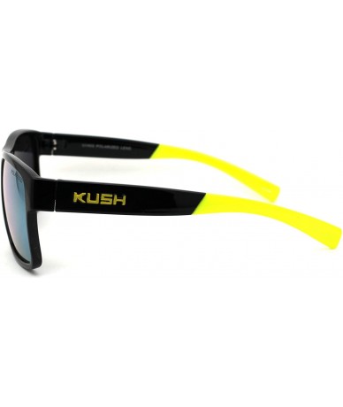 Sport Mens Color Mirror Kush Sport Rectangular Horn Rim Sunglasses - Black Yellow Yellow Mirror - C918ZDY84OK $27.10