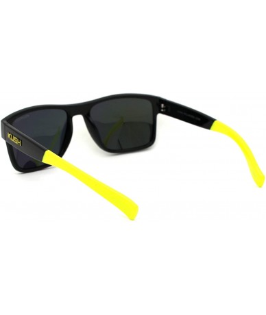 Sport Mens Color Mirror Kush Sport Rectangular Horn Rim Sunglasses - Black Yellow Yellow Mirror - C918ZDY84OK $27.10