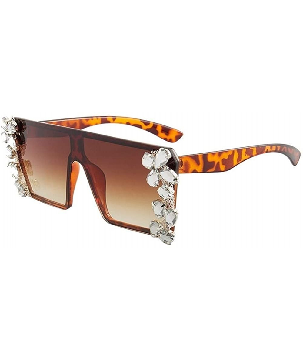 Oversized Rhinestones Sunglasses for Women Trendy Oversized Diamond One Piece Frame Eyewear UV Protection - CL190HEO23D $19.17