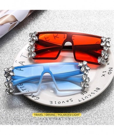 Oversized Rhinestones Sunglasses for Women Trendy Oversized Diamond One Piece Frame Eyewear UV Protection - CL190HEO23D $19.17