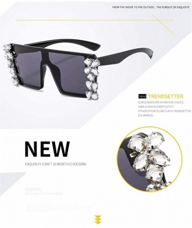 Oversized Rhinestones Sunglasses for Women Trendy Oversized Diamond One Piece Frame Eyewear UV Protection - CL190HEO23D $19.17