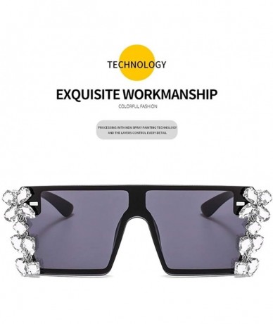 Oversized Rhinestones Sunglasses for Women Trendy Oversized Diamond One Piece Frame Eyewear UV Protection - CL190HEO23D $19.17