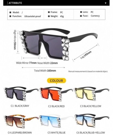 Oversized Rhinestones Sunglasses for Women Trendy Oversized Diamond One Piece Frame Eyewear UV Protection - CL190HEO23D $19.17