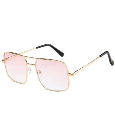 Oversized Big Frame Bicolor Retro Sunglass - Double Beam Ocean Sheet Metal Square Spring-Leg Sunglass - C118N94IQI8 $21.34