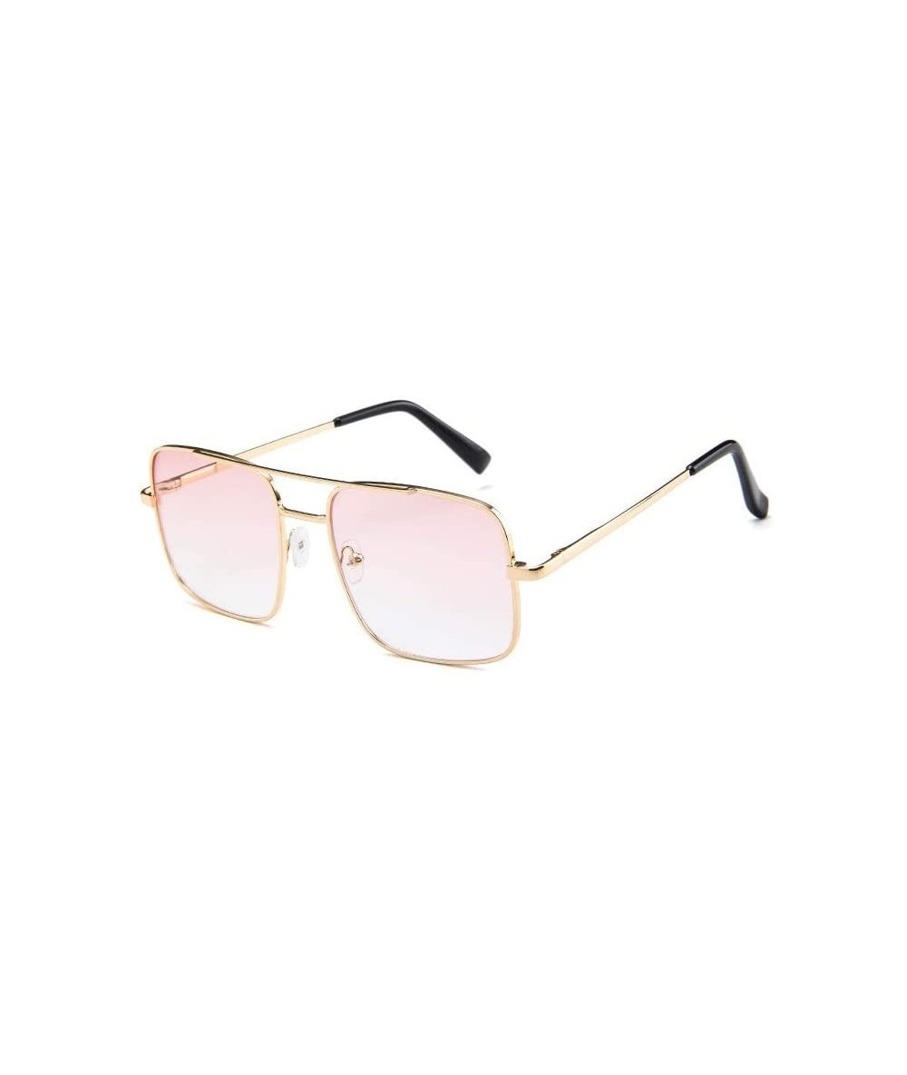 Oversized Big Frame Bicolor Retro Sunglass - Double Beam Ocean Sheet Metal Square Spring-Leg Sunglass - C118N94IQI8 $21.34