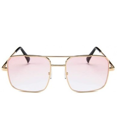 Oversized Big Frame Bicolor Retro Sunglass - Double Beam Ocean Sheet Metal Square Spring-Leg Sunglass - C118N94IQI8 $21.34