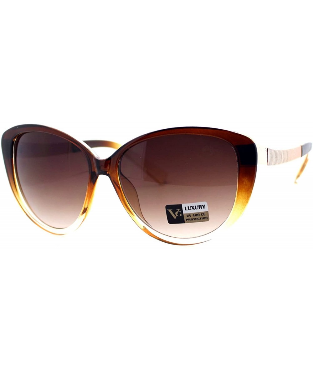 Butterfly Oversized Butterfly Cateye Sunglasses Womens Designer Fashion Shades - Brown Clear - C61804HQLID $19.44