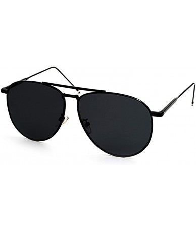 Sport 97025-1 Premium Oversized Flat Aviator Sunglass - Solid Black - C018OQ3NKA8 $30.65