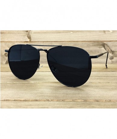 Sport 97025-1 Premium Oversized Flat Aviator Sunglass - Solid Black - C018OQ3NKA8 $30.65