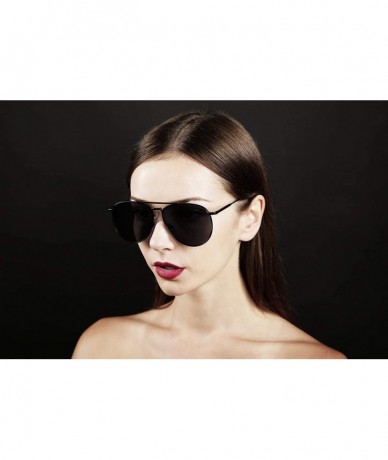 Sport 97025-1 Premium Oversized Flat Aviator Sunglass - Solid Black - C018OQ3NKA8 $30.65