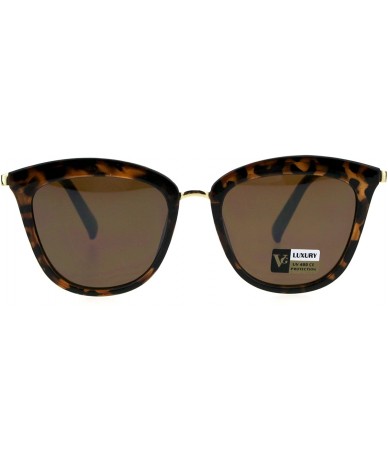 Oversized Womens VG Eyewear Mod Designer Fashion Horned Cat Eye Sunglasses - Tortoise Brown - CM18GLWOWAE $22.66