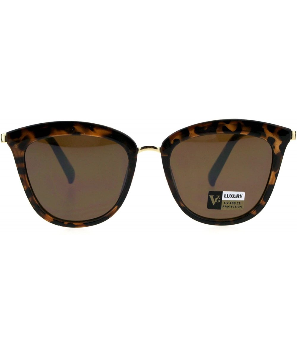 Oversized Womens VG Eyewear Mod Designer Fashion Horned Cat Eye Sunglasses - Tortoise Brown - CM18GLWOWAE $22.66