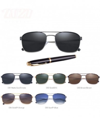 Aviator 20/20 Brand Classic Square Polarized Sunglasses Men Women Driving C01GunSmoke - C02goldg15 - CI18XAM88EY $32.78