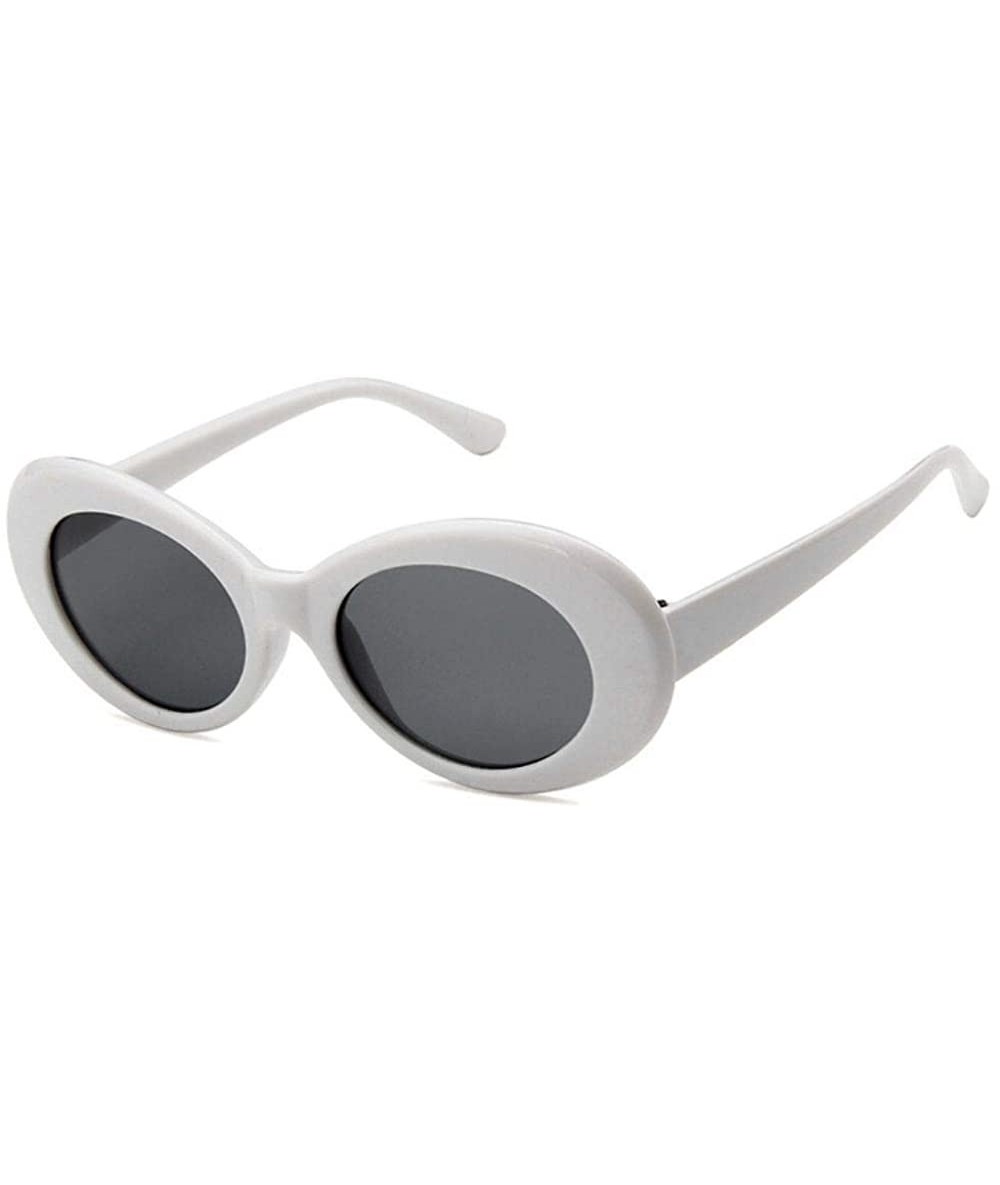 Oval Women Fashion Oval Cat Eye Sunglasses with Case UV400 Protection Beach - White Frame/Grey Lens - C018WTT8HZW $17.10