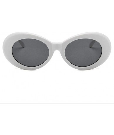 Oval Women Fashion Oval Cat Eye Sunglasses with Case UV400 Protection Beach - White Frame/Grey Lens - C018WTT8HZW $17.10