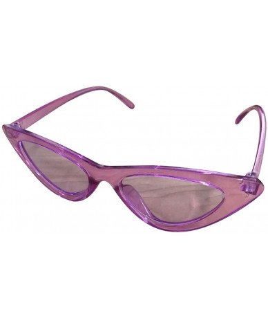 Oval Retro Cat Eye Sunglasses- Sexy Unisex Vintage Eye Sunglasses Retro Eyewear Fashion Radiation Protection - Purple - CC196...