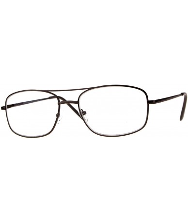 Rectangular Clear Lens Glasses With Bifocal Reading Lens Metal Rectangular Spring Hinge - Bronze - CA18EG6N096 $19.06