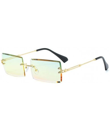 Square Frameless Cut Edge Square Sunglasses Men and Women Small Color Sun Glasses - Ygp - C318Y66OIKY $19.57