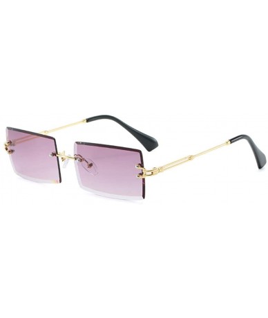 Square Frameless Cut Edge Square Sunglasses Men and Women Small Color Sun Glasses - Ygp - C318Y66OIKY $19.57