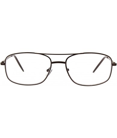 Rectangular Clear Lens Glasses With Bifocal Reading Lens Metal Rectangular Spring Hinge - Bronze - CA18EG6N096 $19.06