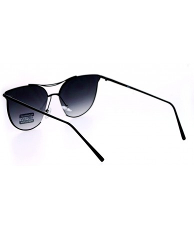 Butterfly Womens Exposed Flat Panel Lens Retro Metal Horn Rim Sunglasses - Black Smoke - CO12MAXUBW2 $23.63