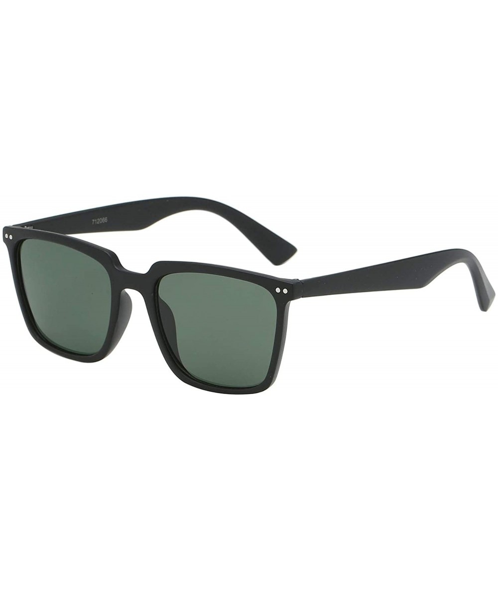 Square Pouch American Classic Retro Classy Square Frame Unisex Sunglasses - 712066-black-frame-green - C318RS0MT06 $19.32