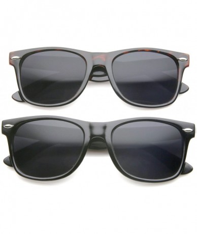 Wayfarer Retro Wide Arm Neutral Colored Lens Horn Rimmed Sunglasses 55mm - 2 Pack - Shiny Black + Tortoise - CP12N2ZNG2F $26.96