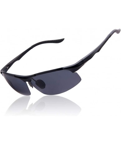 Rimless Driving Polarized Sunglasses for Men Classic Aviator Sports Sunglasses - Black Frame/Gray Lens(s13) - CZ18GGWT6UC $34.37